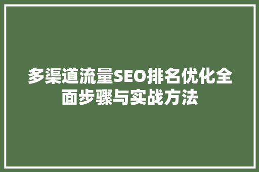 多渠道流量SEO排名优化全面步骤与实战方法  第1张