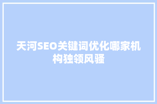 天河SEO关键词优化哪家机构独领风骚