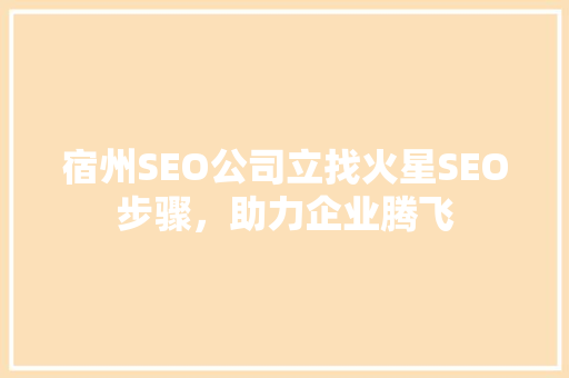 宿州SEO公司立找火星SEO步骤，助力企业腾飞