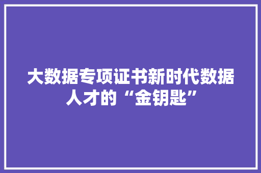 大数据专项证书新时代数据人才的“金钥匙”