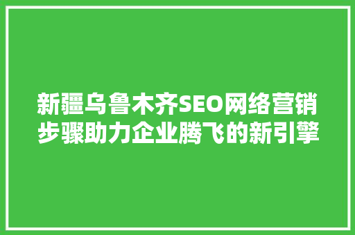 新疆乌鲁木齐SEO网络营销步骤助力企业腾飞的新引擎