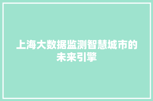 上海大数据监测智慧城市的未来引擎
