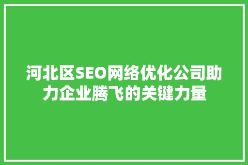 河北区SEO网络优化公司助力企业腾飞的关键力量