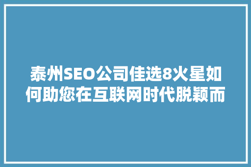 泰州SEO公司佳选8火星如何助您在互联网时代脱颖而出