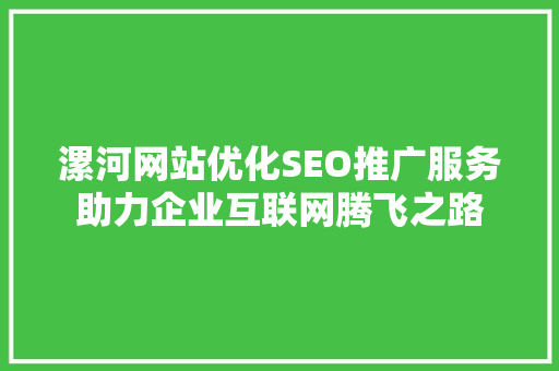 漯河网站优化SEO推广服务助力企业互联网腾飞之路