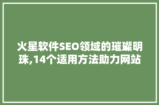 火星软件SEO领域的璀璨明珠,14个适用方法助力网站优化