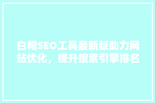 白帽SEO工具最新版助力网站优化，提升搜索引擎排名