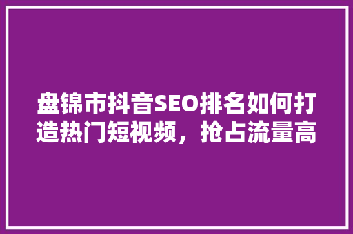 盘锦市抖音SEO排名如何打造热门短视频，抢占流量高地
