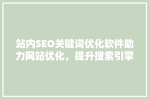 站内SEO关键词优化软件助力网站优化，提升搜索引擎排名