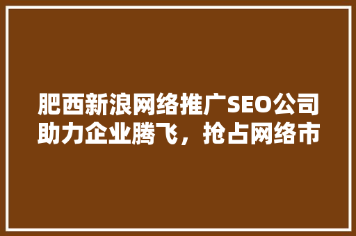 肥西新浪网络推广SEO公司助力企业腾飞，抢占网络市场制高点