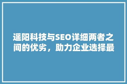 遥阳科技与SEO详细两者之间的优劣，助力企业选择最优步骤