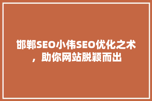 邯郸SEO小伟SEO优化之术，助你网站脱颖而出