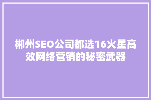 郴州SEO公司都选16火星高效网络营销的秘密武器