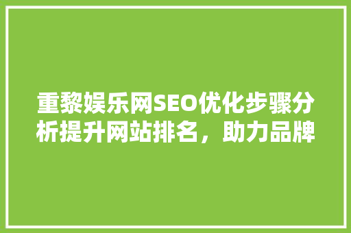 重黎娱乐网SEO优化步骤分析提升网站排名，助力品牌成长