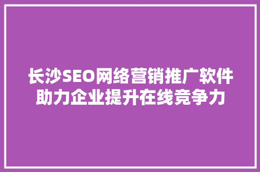 长沙SEO网络营销推广软件助力企业提升在线竞争力