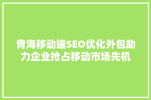 青海移动端SEO优化外包助力企业抢占移动市场先机