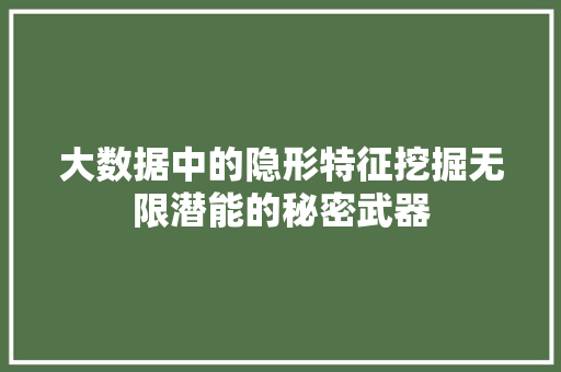 大数据中的隐形特征挖掘无限潜能的秘密武器  第1张