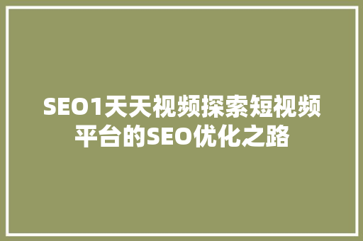 SEO1天天视频探索短视频平台的SEO优化之路
