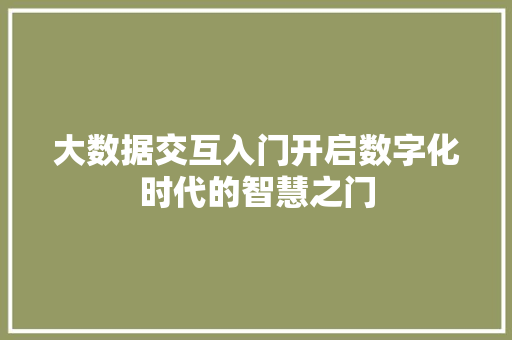大数据交互入门开启数字化时代的智慧之门  第1张