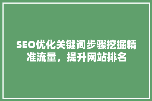 SEO优化关键词步骤挖掘精准流量，提升网站排名