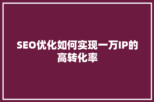 SEO优化如何实现一万IP的高转化率