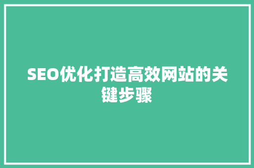 SEO优化打造高效网站的关键步骤