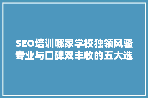 SEO培训哪家学校独领风骚专业与口碑双丰收的五大选择