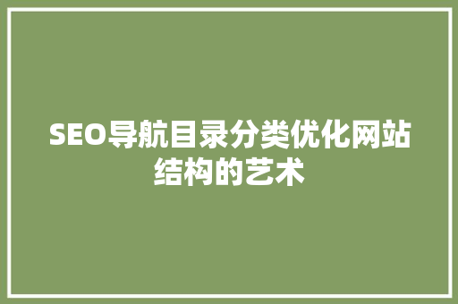 SEO导航目录分类优化网站结构的艺术