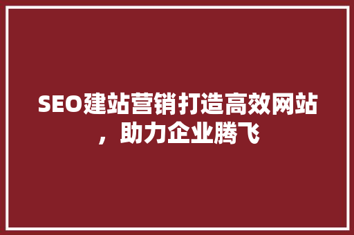 SEO建站营销打造高效网站，助力企业腾飞