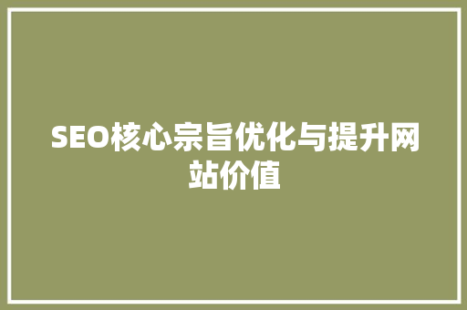 SEO核心宗旨优化与提升网站价值