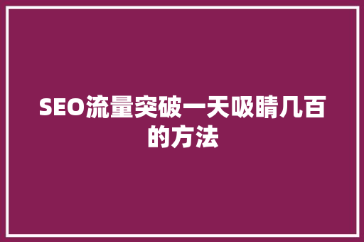 SEO流量突破一天吸睛几百的方法  第1张