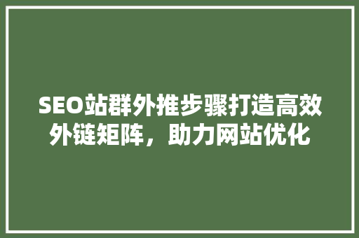 SEO站群外推步骤打造高效外链矩阵，助力网站优化
