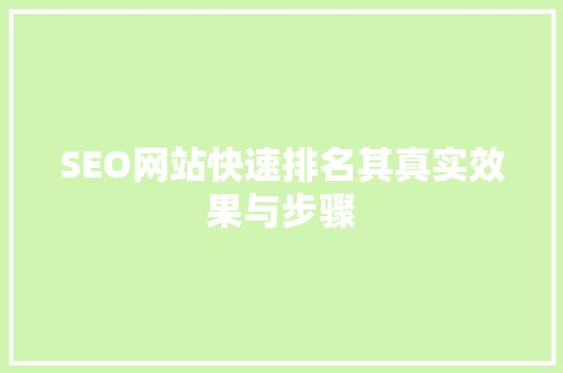 SEO网站快速排名其真实效果与步骤