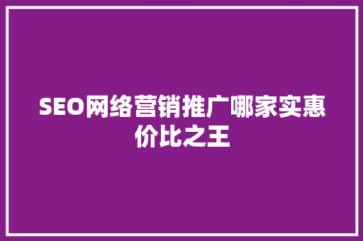 SEO网络营销推广哪家实惠价比之王