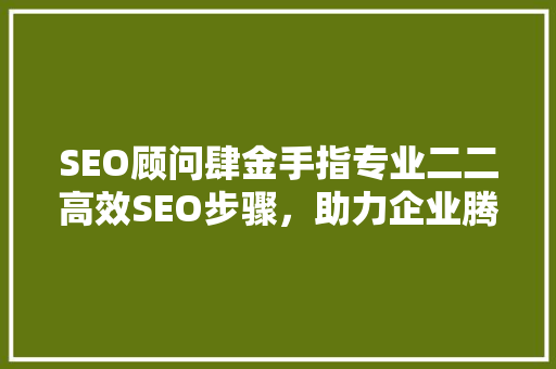 SEO顾问肆金手指专业二二高效SEO步骤，助力企业腾飞