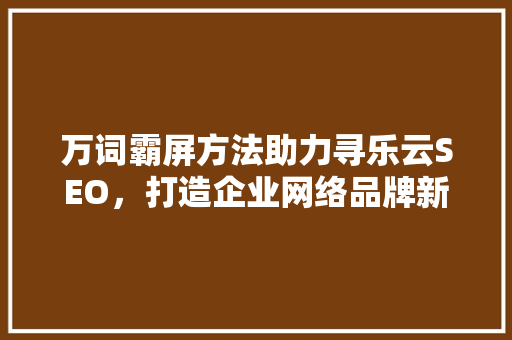 万词霸屏方法助力寻乐云SEO，打造企业网络品牌新高度