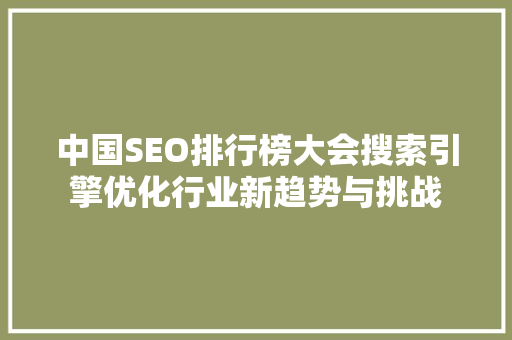 中国SEO排行榜大会搜索引擎优化行业新趋势与挑战