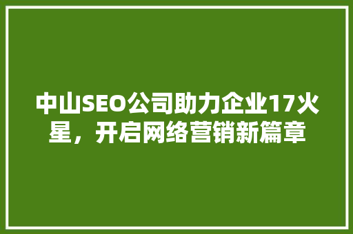 中山SEO公司助力企业17火星，开启网络营销新篇章