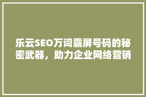 乐云SEO万词霸屏号码的秘密武器，助力企业网络营销新高度