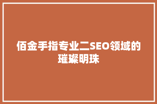 佰金手指专业二SEO领域的璀璨明珠