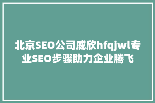 北京SEO公司威欣hfqjwl专业SEO步骤助力企业腾飞