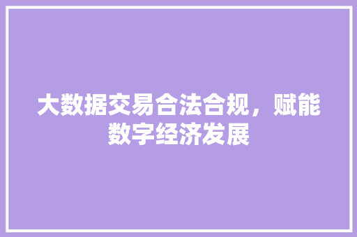 大数据交易合法合规，赋能数字经济发展  第1张