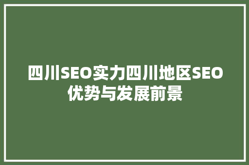四川SEO实力四川地区SEO优势与发展前景