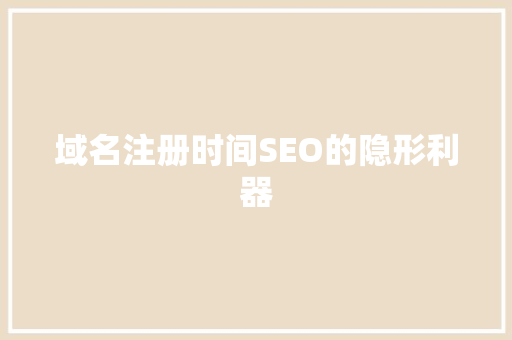 域名注册时间SEO的隐形利器