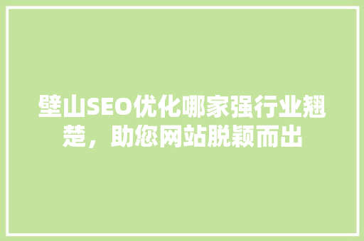 壁山SEO优化哪家强行业翘楚，助您网站脱颖而出