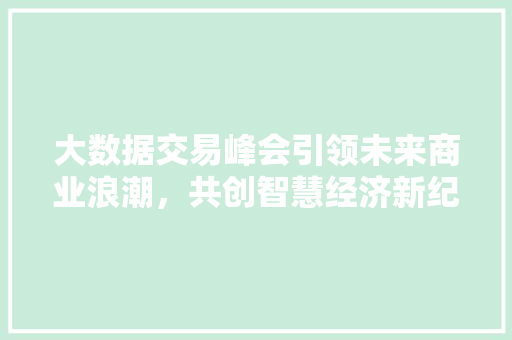 大数据交易峰会引领未来商业浪潮，共创智慧经济新纪元  第1张
