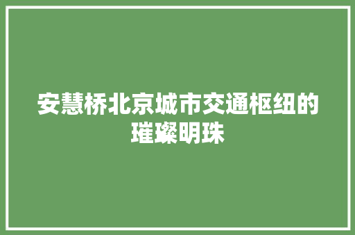 安慧桥北京城市交通枢纽的璀璨明珠