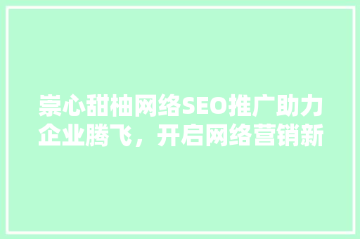 崇心甜柚网络SEO推广助力企业腾飞，开启网络营销新篇章
