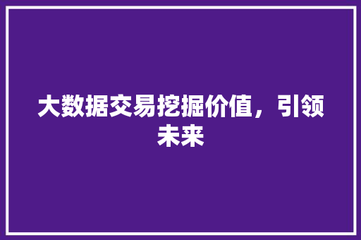 大数据交易挖掘价值，引领未来  第1张