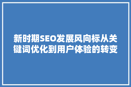 新时期SEO发展风向标从关键词优化到用户体验的转变  第1张
